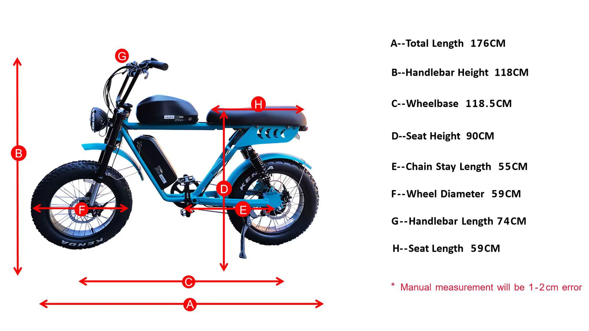 Géométrie de vélo électrique à double batterie,