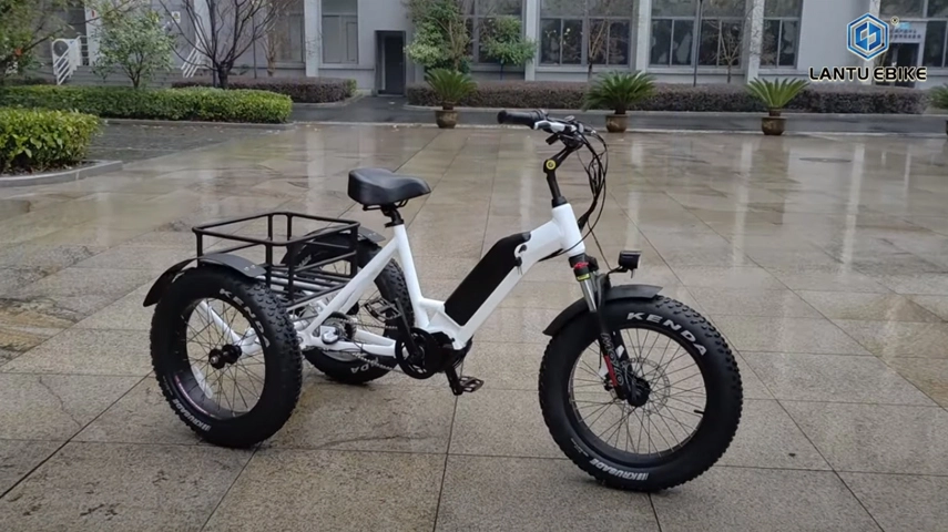 Trike électrique à entraînement moyen avec 3 vitesses internes