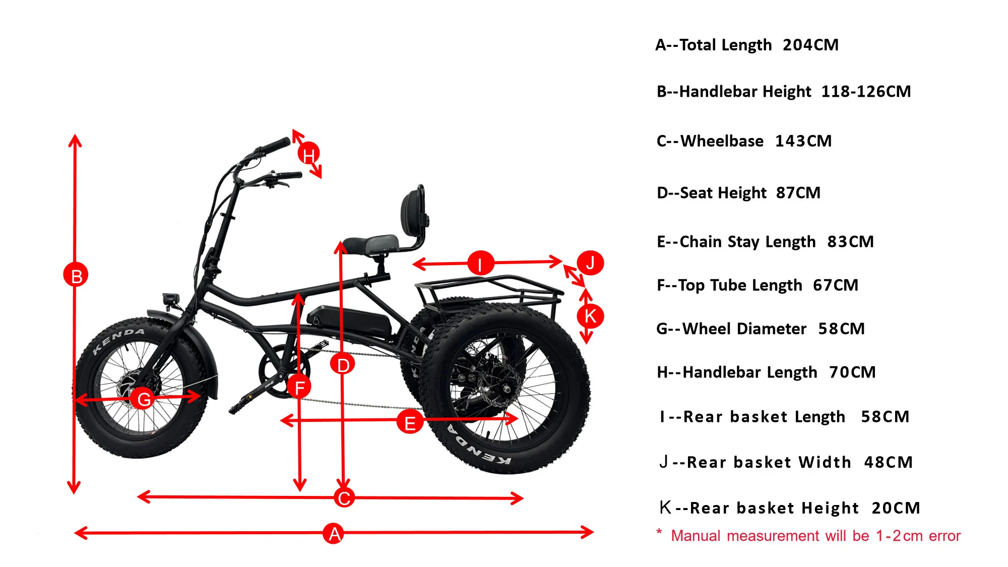 Géométrie de vélo couchée électrique à trois roues